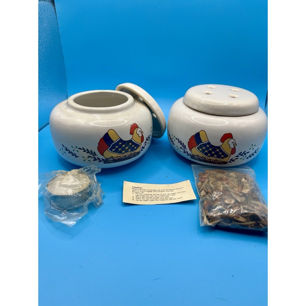 Vintage Chicken Incense‎ Burners, Trinket jars & lift off lid Ceramic